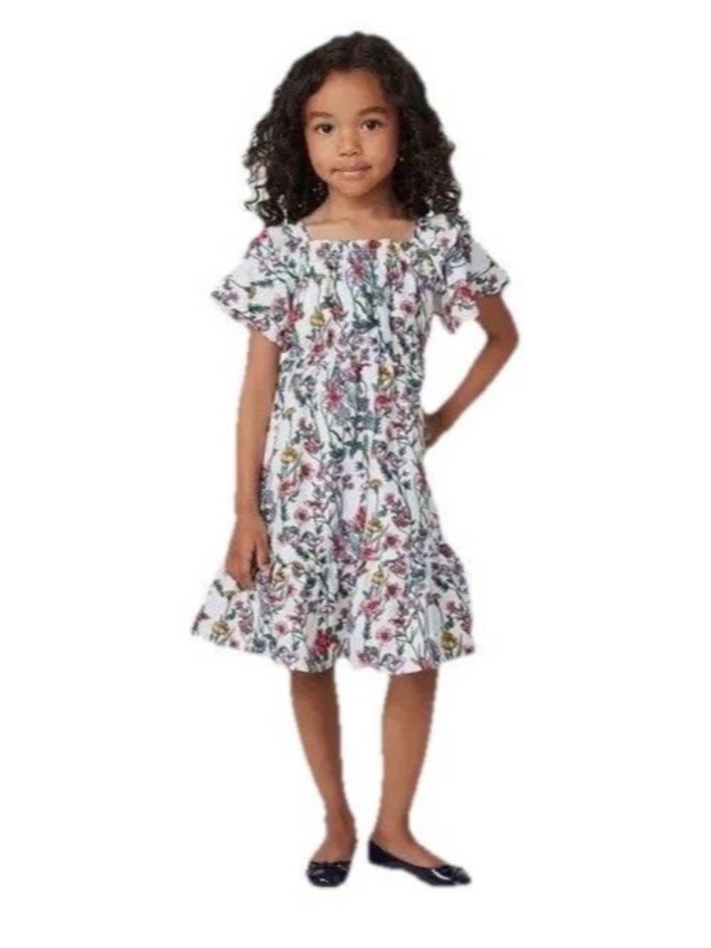 NWOT Janie and Jack White Floral Smocked Shoulder Dress